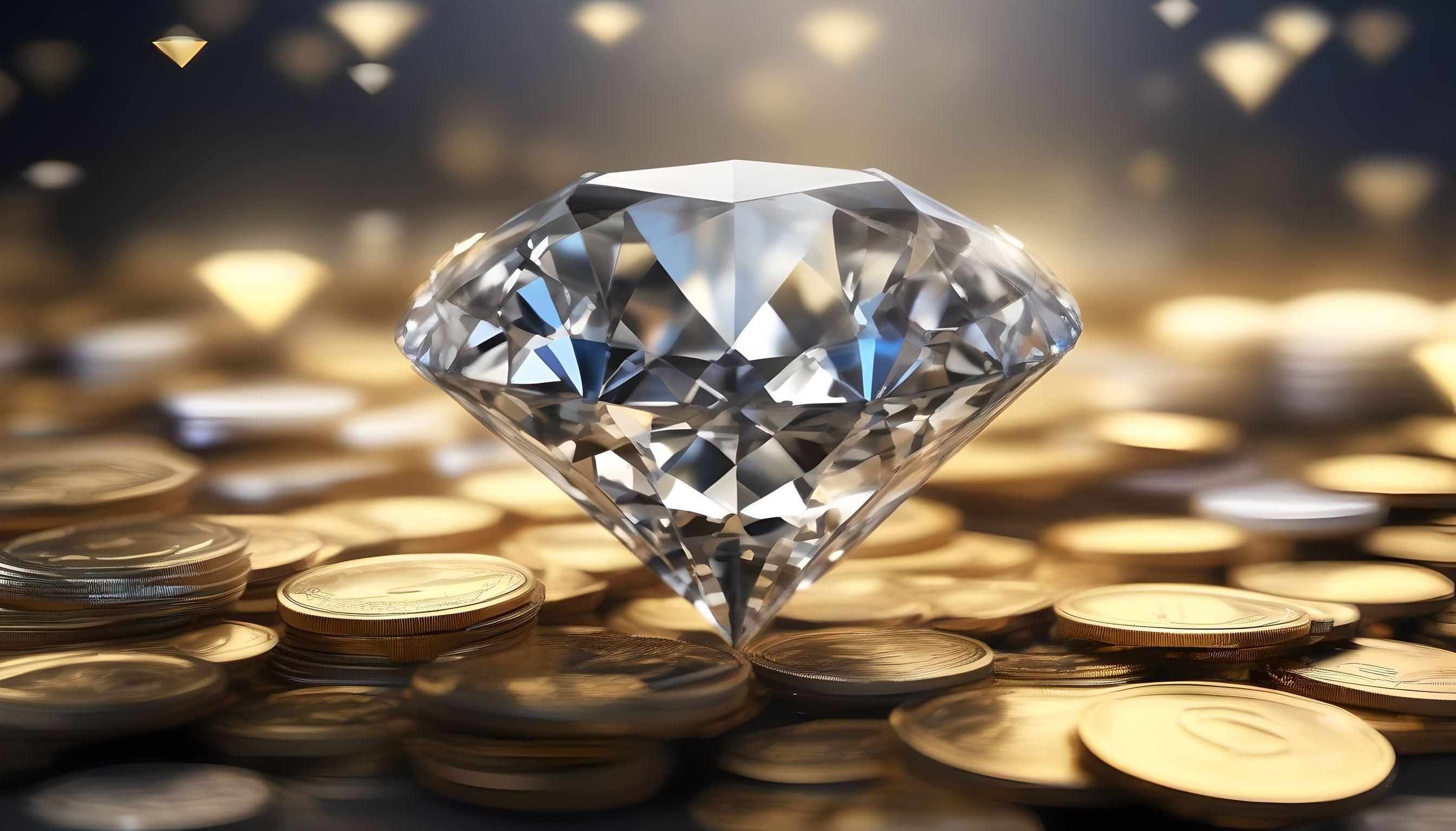 image d'un diamant avec des pièces d'or fait par IA